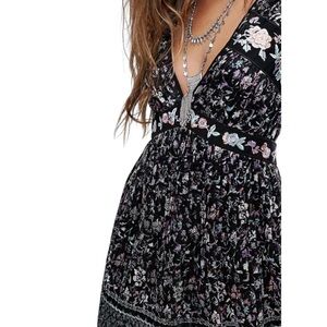 Free People Cherry Blossom Lace Embroidered Mini  Peplum Sundress